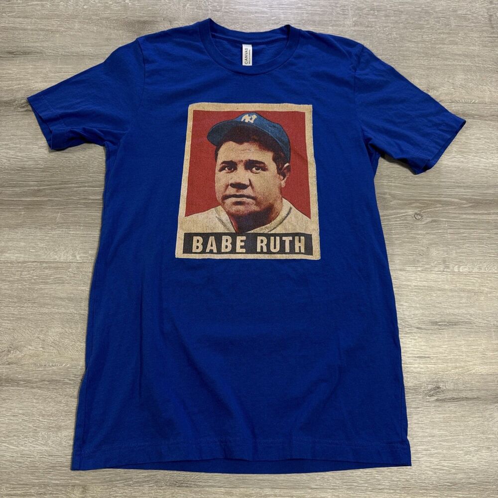 Babe Ruth Shirt New York Yankees Baseball Men’s Blue Top Medium 100% Cotton